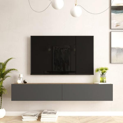 Lapinlahti Table TV 180 x 31,5 x 29,5 cm chêne rustique/anthracite