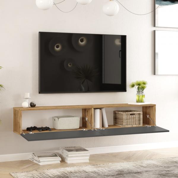 Lapinlahti Table TV 180 x 31,5 x 29,5 cm chêne rustique/anthracite