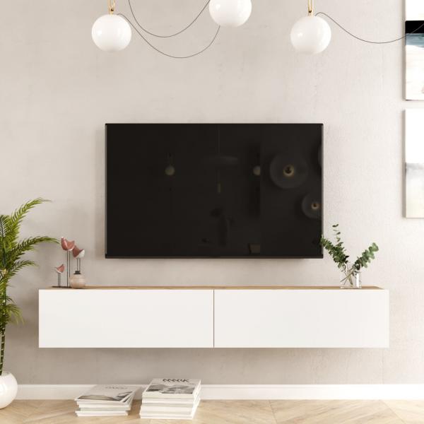 Lapinlahti Table TV 180 x 31,5 x 29,5 cm chêne rustique/blanc