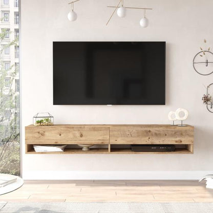 Table TV Laitila avec 2 rangements 180 x 31,5 x 29,5 cm chêne rustique