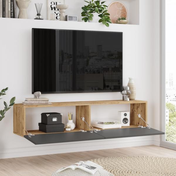 Table TV Lapinlahti 140 x 31,5 x 29,5 cm chêne rustique/anthracite