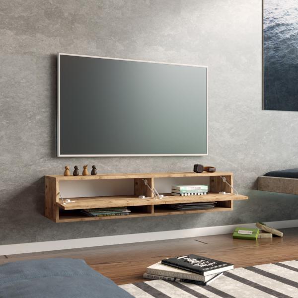 Mobile TV Laitila con 2 vani portaoggetti 140 x 31,5 x 29,5 cm rovere rustico