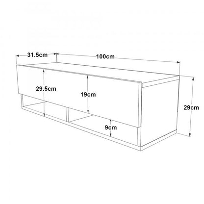 Laitila meuble TV avec 2 compartiments de rangement 100 x 31,5 x 29,5 cm chêne rustique/blanc