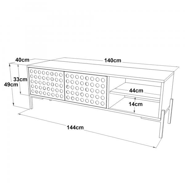 Table TV Lemi 144 x 40 x 49 cm chêne gris