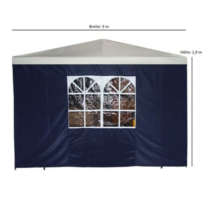 Seitenplane für Pavillon, 3x1,9 Meter, Polyester blau mit Fenster