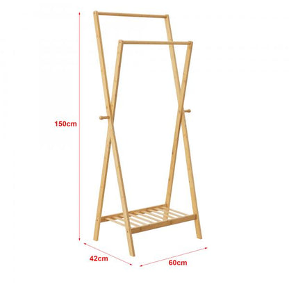 Garderobenständer Keitele 150 x 60 x 42 cm Bambus Natur