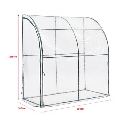 Wand-Gewächshaus Juta 100x200x215cm PVC Folie Transparent