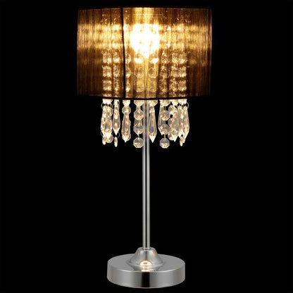 Lampe de table noire [40 cm x Ø20 cm] lampe de table lampe textile en cristal