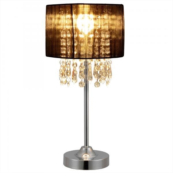 Lampe de table noire [40 cm x Ø20 cm] lampe de table lampe textile en cristal