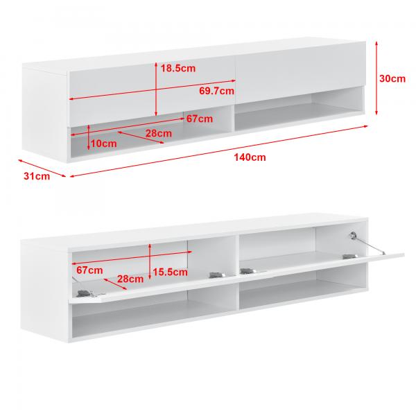 Pannello pensile Halmstad 140x31x30 cm Bianco