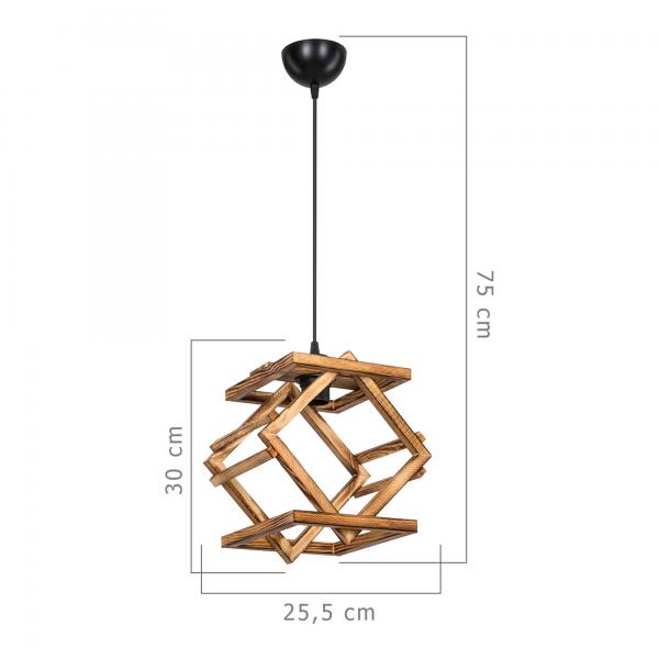 Hängeleuchte Dudley E27 Massivholz Schwarz / Holzoptik