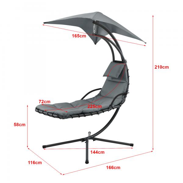 Hängeliege mit Sonnendach Grau