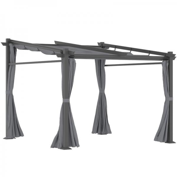 Pavillon Pergola, inklusive Befestigungsmaterial, ausziehbares Dach, Dunkelgrau - Palo24