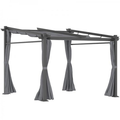 Pavillon Pergola, inklusive Befestigungsmaterial, ausziehbares Dach, Dunkelgrau - Palo24