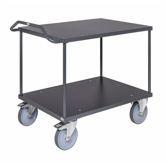 Tischwagen MDF Platte Markierungsfreie Rollen 2 Böden mit Bremse - Palo24
