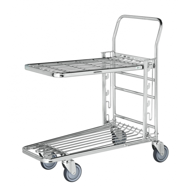 Stapelbarer Einkaufwagen höhenverstellbarem Boden - Palo24