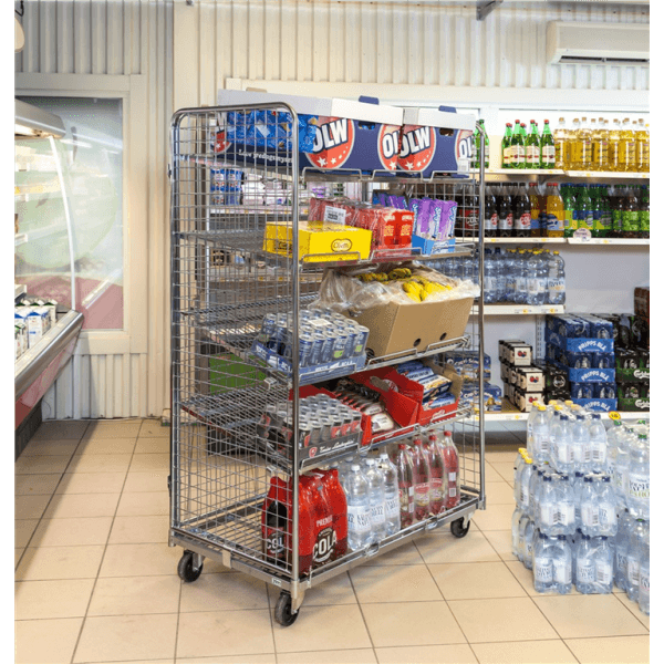 Gitterwagen Rollcontainer bis 400kg belastbar, 2 Lenk- und 2 Bockrollen verzinkt - Palo24