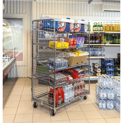 Gitterwagen Rollcontainer bis 400kg belastbar, 2 Lenk- und 2 Bockrollen verzinkt - Palo24