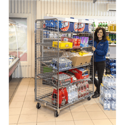 Gitterwagen Rollcontainer bis 400kg belastbar, 2 Lenk- und 2 Bockrollen verzinkt - Palo24