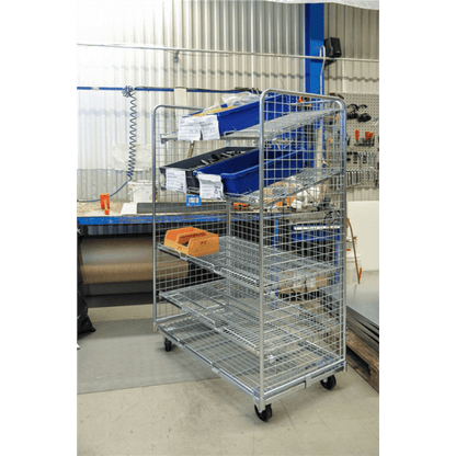 Gitterwagen Rollcontainer bis 400kg belastbar, 2 Lenk- und 2 Bockrollen verzinkt - Palo24