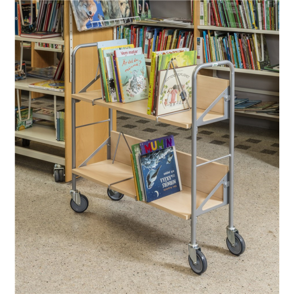 Carrello archivio effetto betulla con 2 ripiani inclinati, portata 50 kg