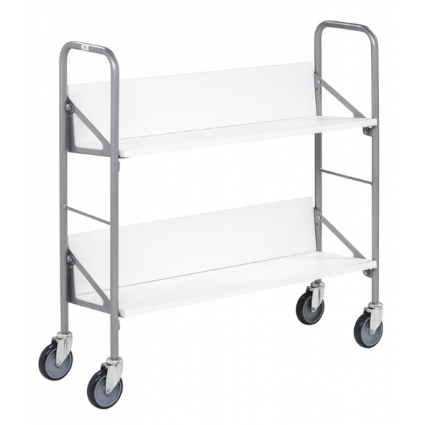 Carrello archivio bianco con 4 fermalibri e portata 50 kg