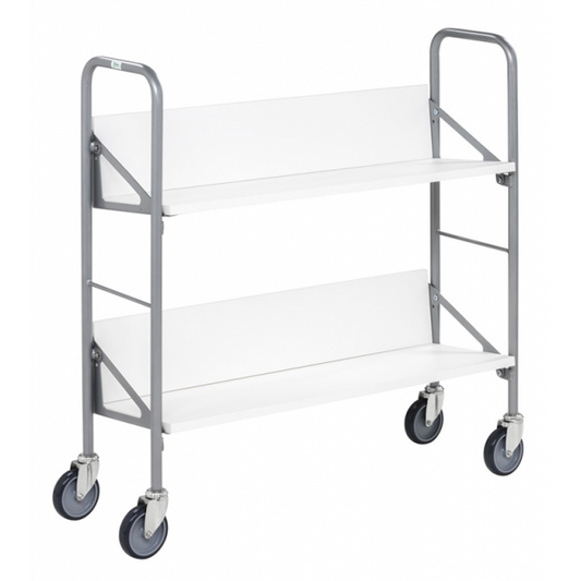 Carrello archivio bianco con 4 fermalibri e portata 50 kg