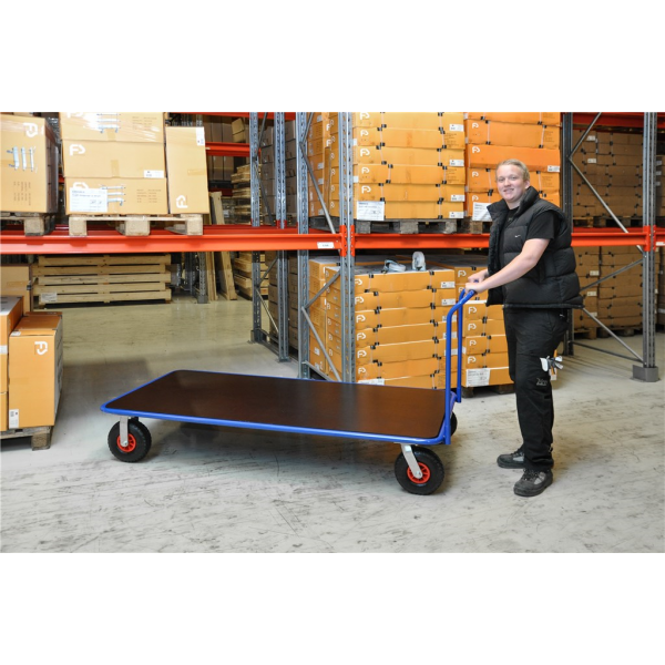 Extra großer Plattformwagen Blau MDF Platte - Palo24