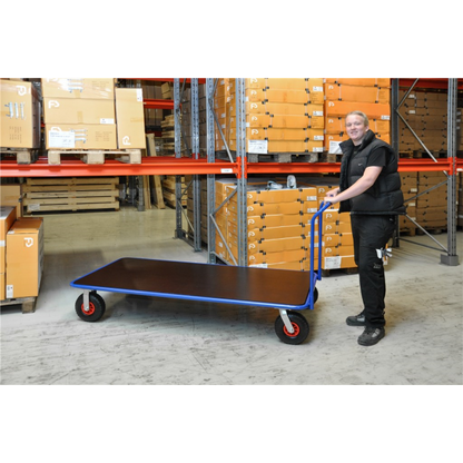 Extra großer Plattformwagen Blau MDF Platte - Palo24
