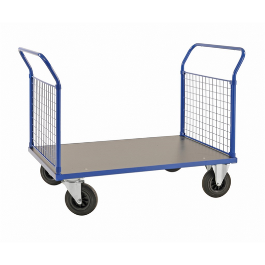 Zweiseitiger Gitterwand Plattformwagen MDF Platte Blau Industrie Schule Transport - Palo24