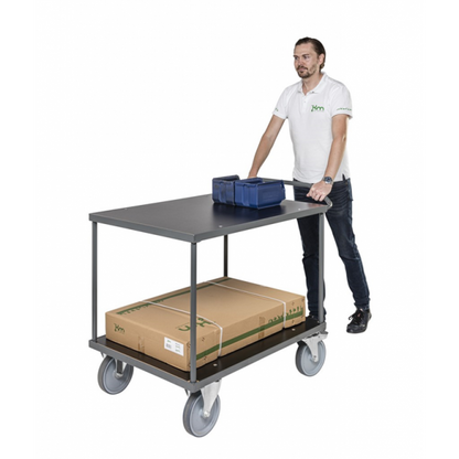 Tischwagen MDF Platte mit Bremse Markierungsfreie Rollen 2 Böden - Palo24
