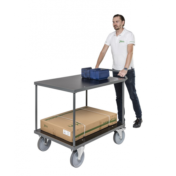 Tischwagen MDF Platte Markierungsfreie Rollen 2 Böden mit Bremse - Palo24