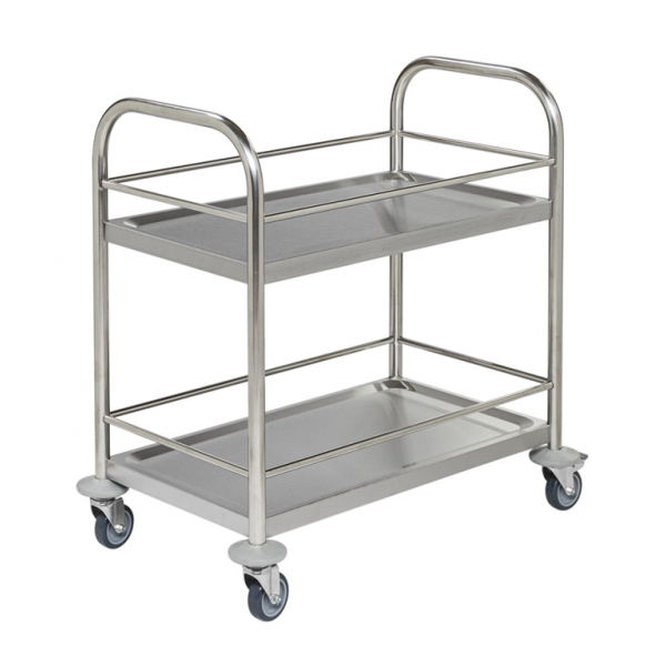 Edelstahl Servierwagen mit 2 Böden, Klasse C2 Edelstahl 18/0 - Palo24