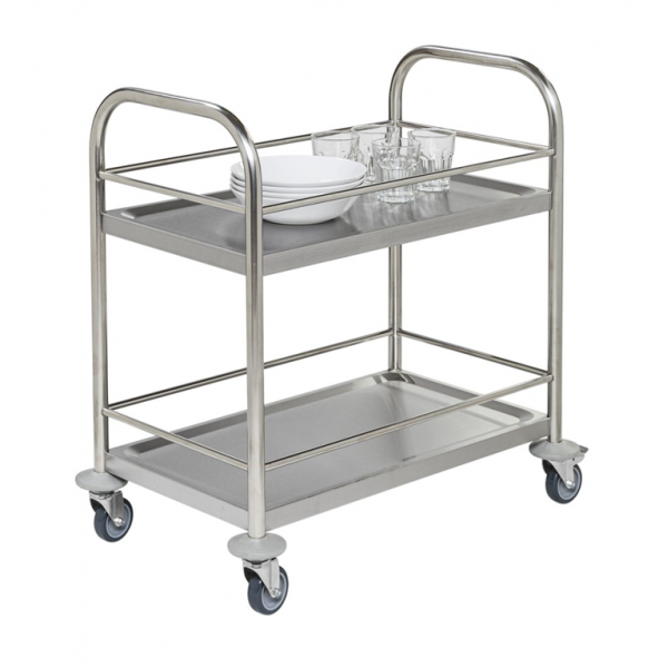 Edelstahl Servierwagen mit 2 Böden, Klasse C2 Edelstahl 18/0 - Palo24