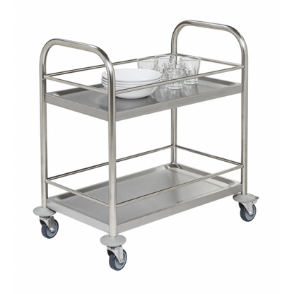 Edelstahl Servierwagen mit 2 Böden, Klasse C2 Edelstahl 18/0 - Palo24