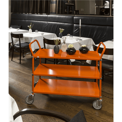 Etagenwagen mit 3 Böden bis 250kg belastbar, 4 Lenkrollen, orange - Palo24