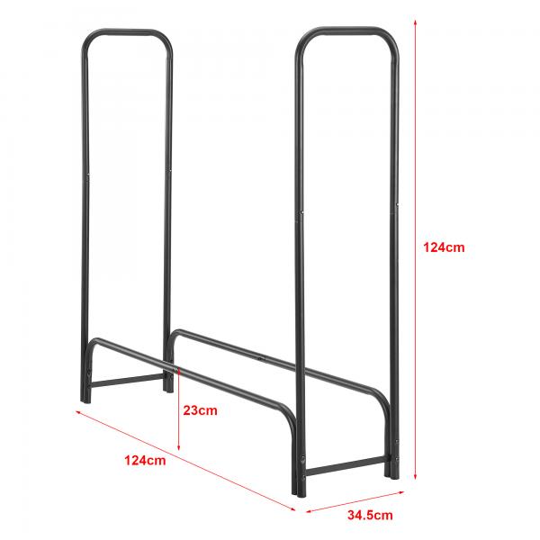 Kaminholzregal Kwethluk Stahl 124x124x34,5cm Schwarz