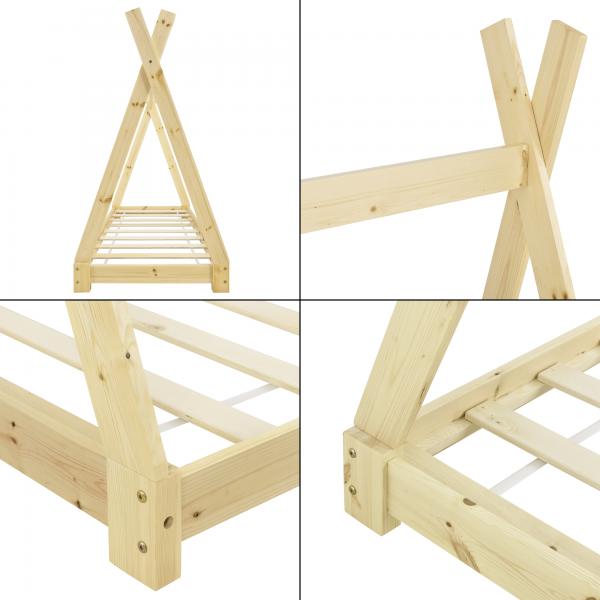 Kinderbett Onejda 70x140 cm Tipi Holz Natur