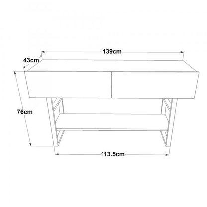 Tavolo consolle Lappeenranta 139 x 43 x 76 cm rovere rustico//nero