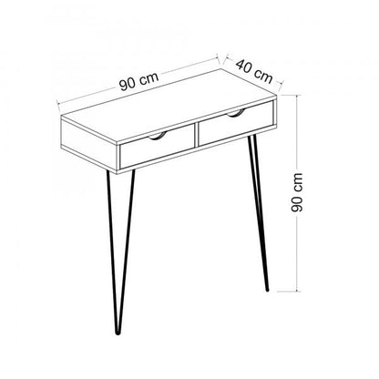 Table console Ebeltoft avec 2 tiroirs 90x90x40 cm blanc