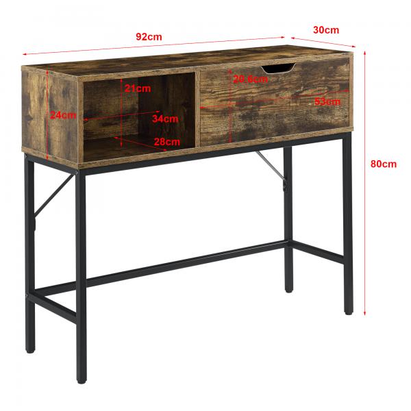 Table console Tranemo 92x30x80cm Ton bois foncé