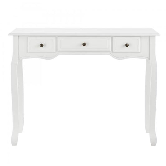 Table console Hirschhorn 100x35x78cm avec 3 tiroirs blanc