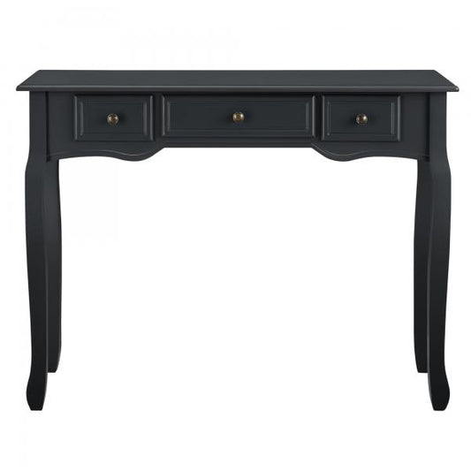 Table console Hirschhorn 100x35x78cm avec 3 tiroirs noir