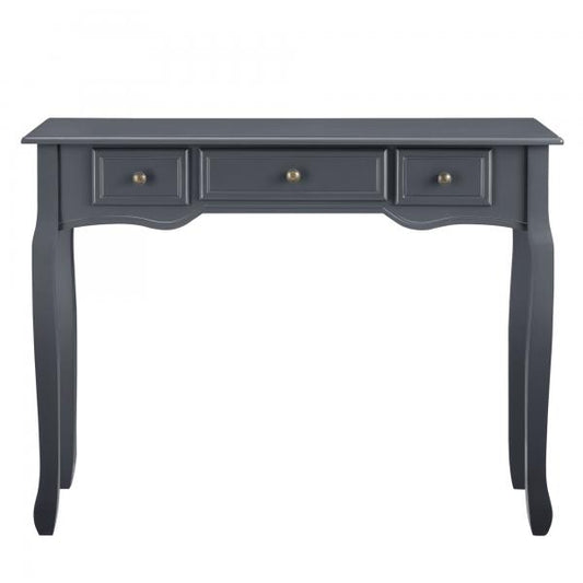 Table console Hirschhorn 100x35x78cm avec 3 tiroirs gris foncé