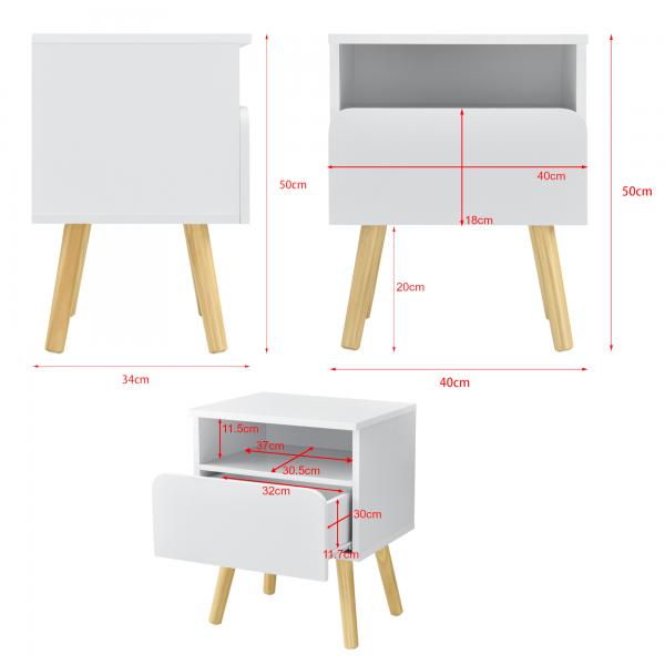 Nachttisch Dargaville 50x40x34 cm Weiss