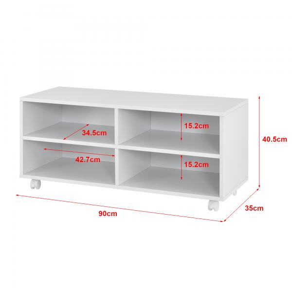 Lowboard mit Rollen Gränne 90x35x41cm Weiss Matt