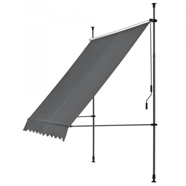 Tenda da sole a morsetto 250x 118 x 205-300 cm protezione solare senza foratura grigio