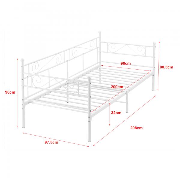 Letto in metallo Kerava 90x200 Bianco