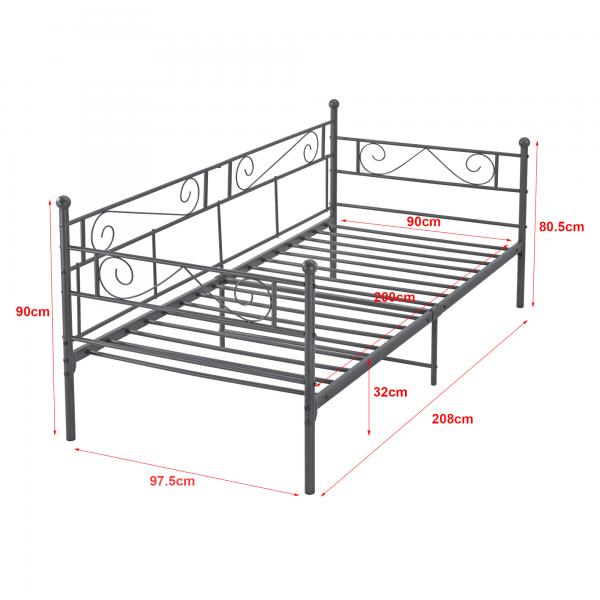 Metallbett Kerava 90x200 cm Dunkelgrau