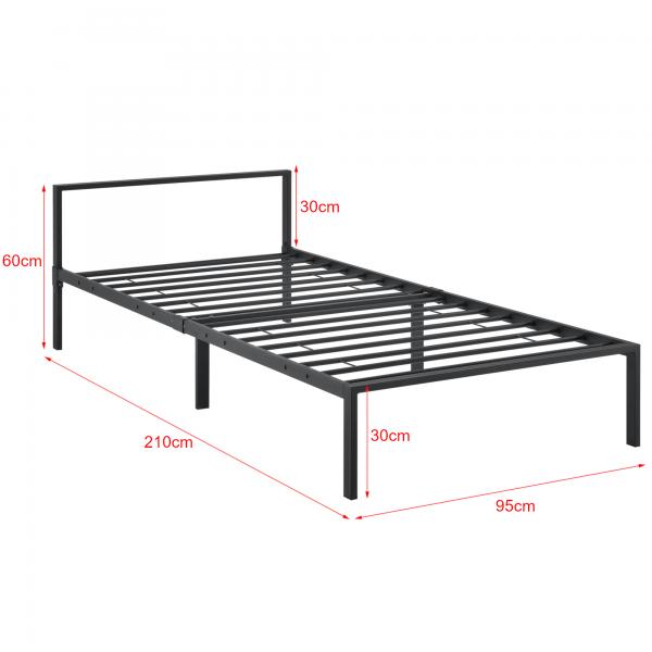 Metallbett Imatra 90x200 cm mit Kaltschaummatratze Schwarz